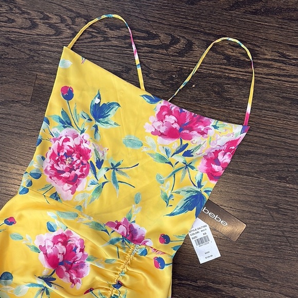 NWT- Floral Yellow Maxi Dress by Bebe size XS - Picture 2 of 6